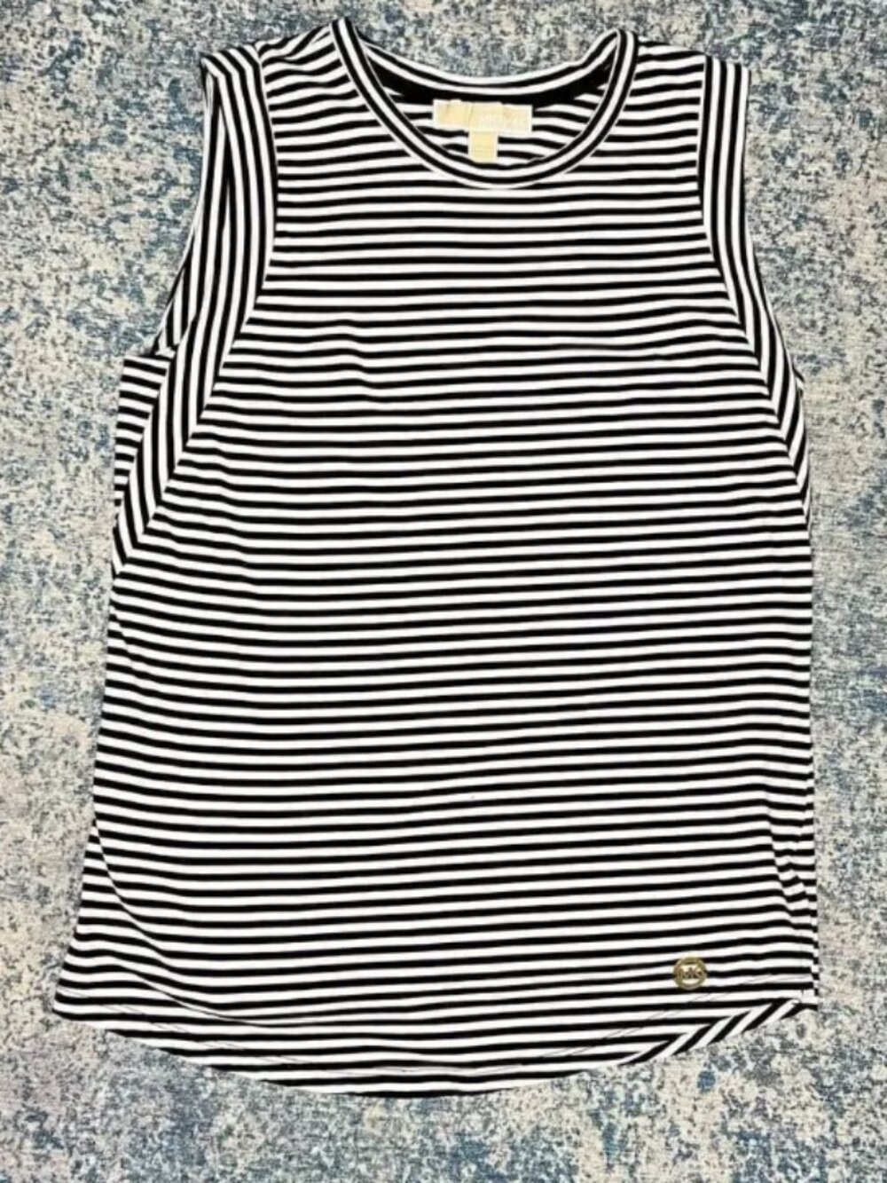 Michael Kors, Black & White Striped Basic Sleeveless Tank Top, Women’s Small